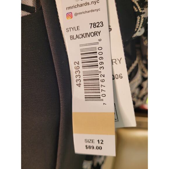 R&M Richards Sleeveless Dress Blk/Wht Lace Jacket Sz 12 NWT - Picture 5 of 9